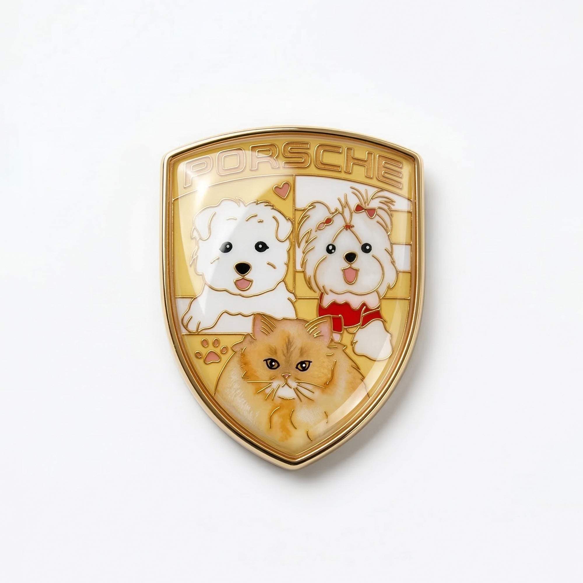 Porsche "The Happy Trio" Bespoke Pet Shield Emblem