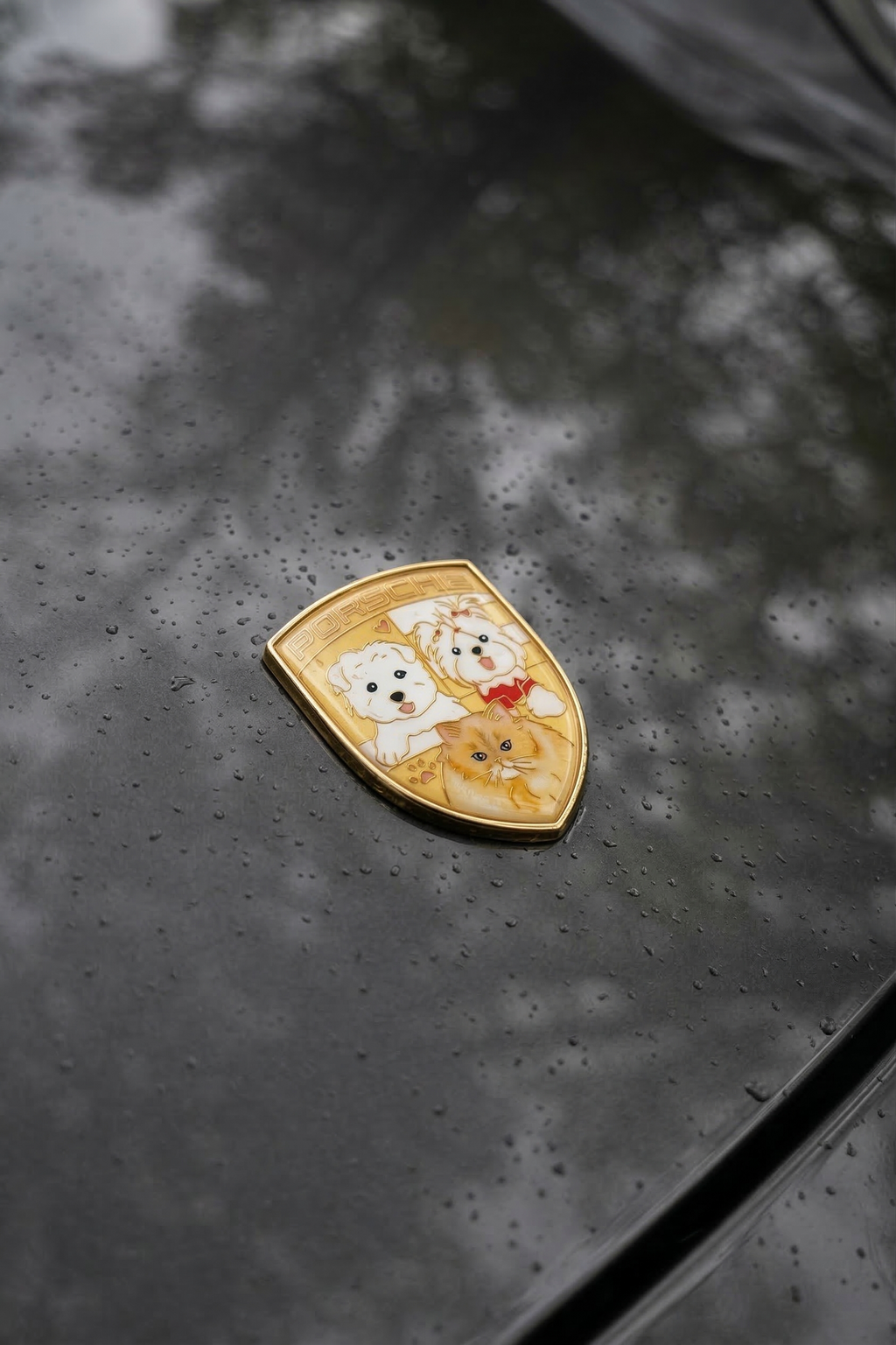 Porsche "The Happy Trio" Bespoke Pet Shield Emblem